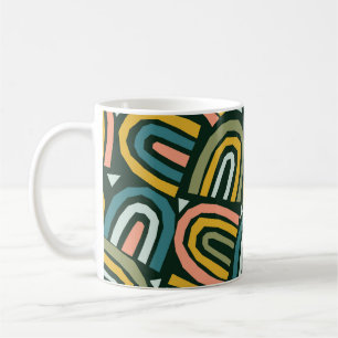 Taza De Café Arcos de lluvia en estilo geométrico, patrón vinta