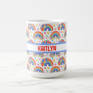 Taza De Café Arcos de lluvia y flores personalizadas