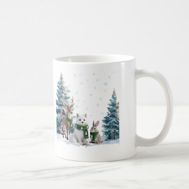 Taza De Café Arctic Fox Moose and Hare Winter Wildlife Trio (Derecha)