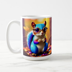 Taza De Café Ardilla azul linda con gafas-56786