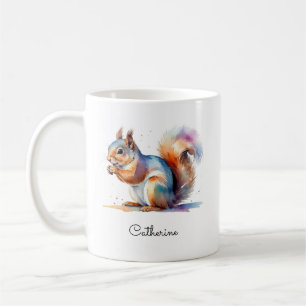 Taza De Café Ardilla caprichosa de acuarela con nombre personal