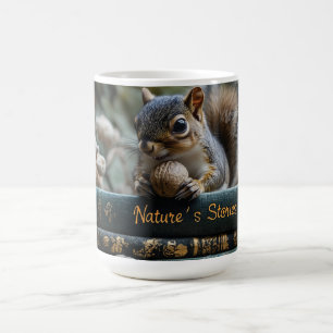 Taza De Café Ardilla con nuez en libros antiguos, historia de l