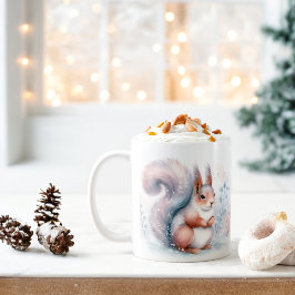 Taza De Café Ardilla de acuarela de invierno de vibraciones -
