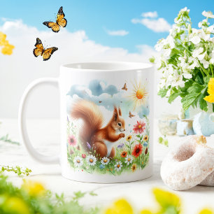 Taza De Café Ardilla de acuarela de primavera - Mug infantil pe