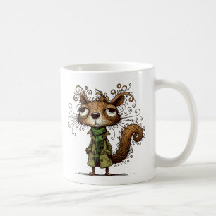 Taza De Café ardilla en una trinchera verde