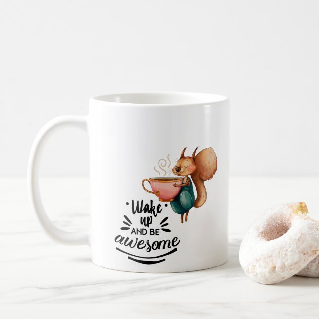 Taza De Café Ardilla Impresionante Despierta (Con donut)