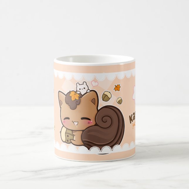 Taza De Café Ardilla linda del chibi con la castaña del kawaii (Centro)