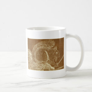 Taza De Café Ardilla Linocut de Brown