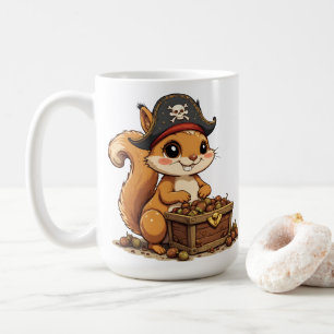 Taza De Café Ardilla Pirata con Tesoro de Bellotas Divertida Ni