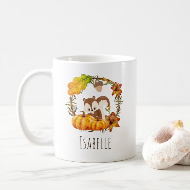 Taza De Café Ardilla y calabazas de guirnaldas rusas (Con donut)