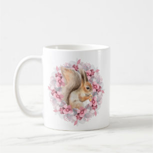 Taza De Café Ardilla y flores