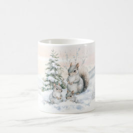 Taza De Café Ardillas en el bosque invernal 