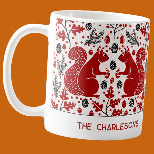 Taza De Café Ardillas Rojas en el Bosque Personalizadas
