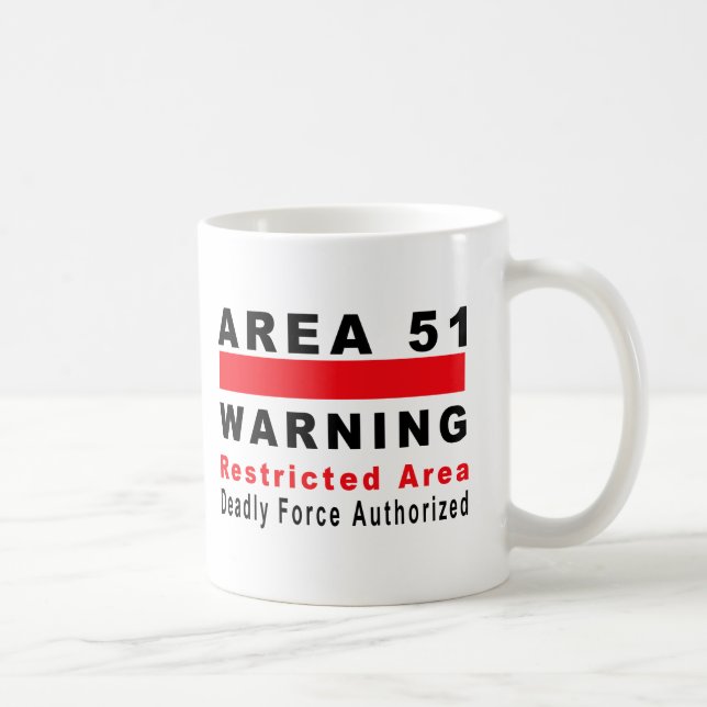 Taza De Café Área 51 que advierte (Derecha)