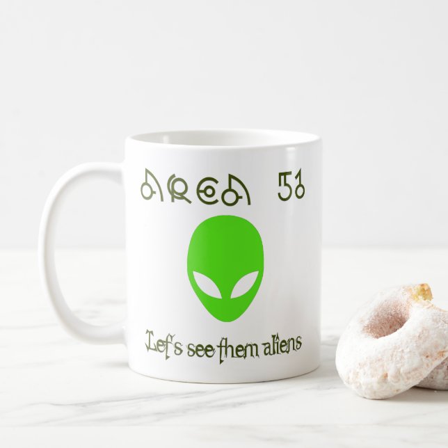 Taza De Café Área 51 Veamos a los alienígenas (Con donut)