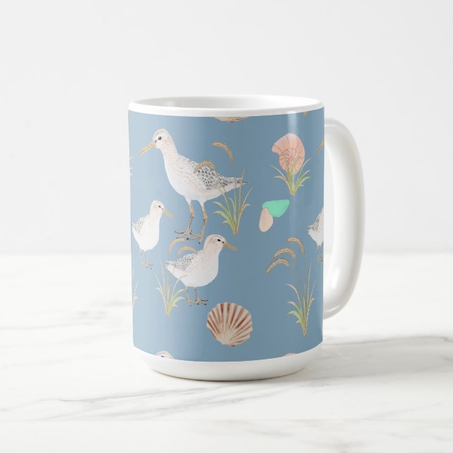 Taza De Café Arena Pipers Sea Grass Seashells (Anverso derecho)