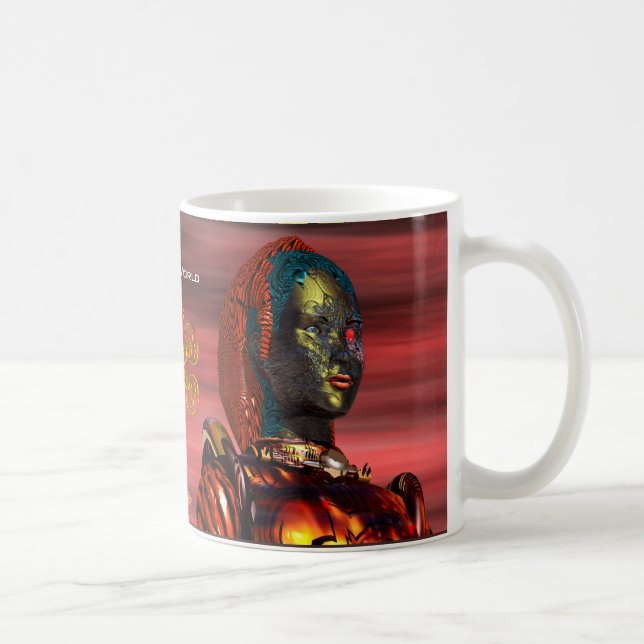 Taza De Café ARES CYBORG RETRATO Ciencia Roja Ficción Sci-Fi (Derecha)
