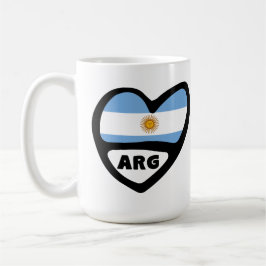 Taza De Café Argentina Código de país Bandera Corazón ARG