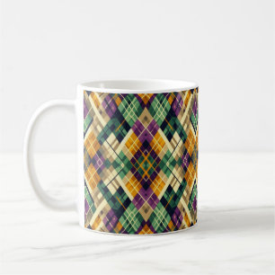 Taza De Café Argyle Mardi Gras verde púrpura amarillo