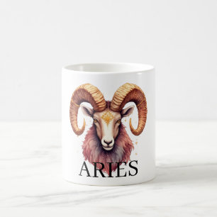 Taza De Café Aries Carnero Acuarela   Zodiaco Celeste Astrologí