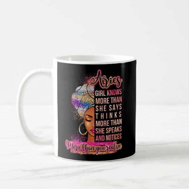 Taza De Café Aries Chica Afro Melanin Reina Cumpleaños Para Los (Izquierda)