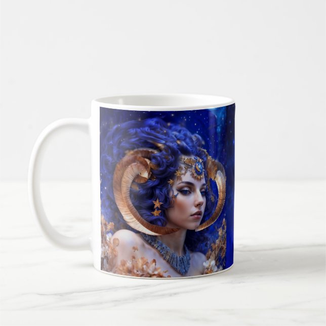 Taza De Café Aries Coffee Astrológico Femenino Mug (Izquierda)