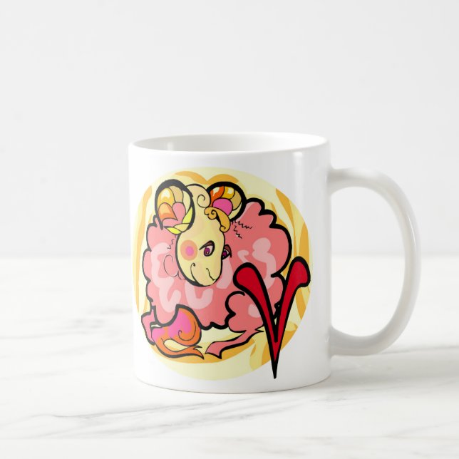 Taza De Café Aries de los años 70 pintadas con símbolo (Derecha)