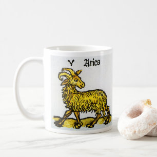 Taza De Café Aries el Carnero Dorado, Signos Vintage del Zodiac