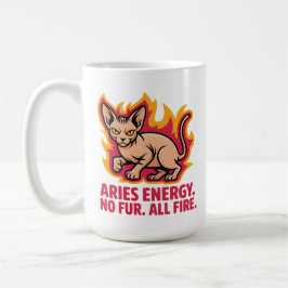 Taza De Café Aries Energy Sphynx Cat Fire Illustration