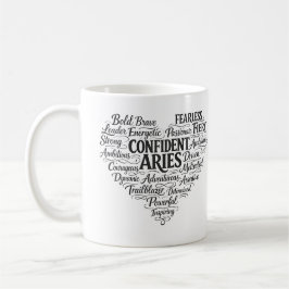 Taza de café Aries | Nube de palabras del Zodíaco
