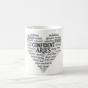 Taza de café Aries Nube de palabras del Zodíaco