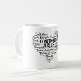 Taza de café Aries | Nube de palabras del Zodíaco