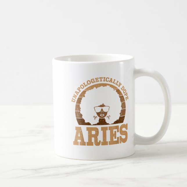 Taza De Café Aries Queen Afro Hair Black Woman Zodiac Rótulo (Derecha)