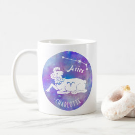 Taza De Café Aries Ram Constellation Stars Nombre personalizado