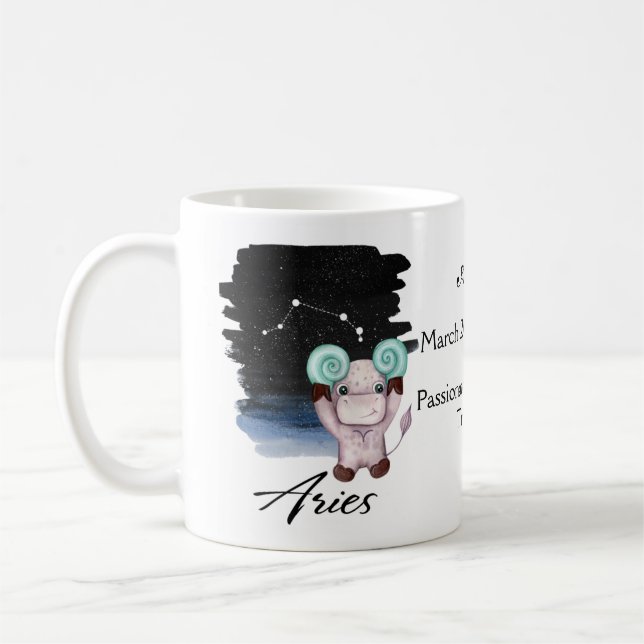 Taza De Café Aries - Ram - Starsign - Zodiac - Horóscopo (Izquierda)