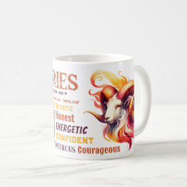 Taza De Café Aries Ram Watercolor Zodiac Travesías de Rótulo Cu