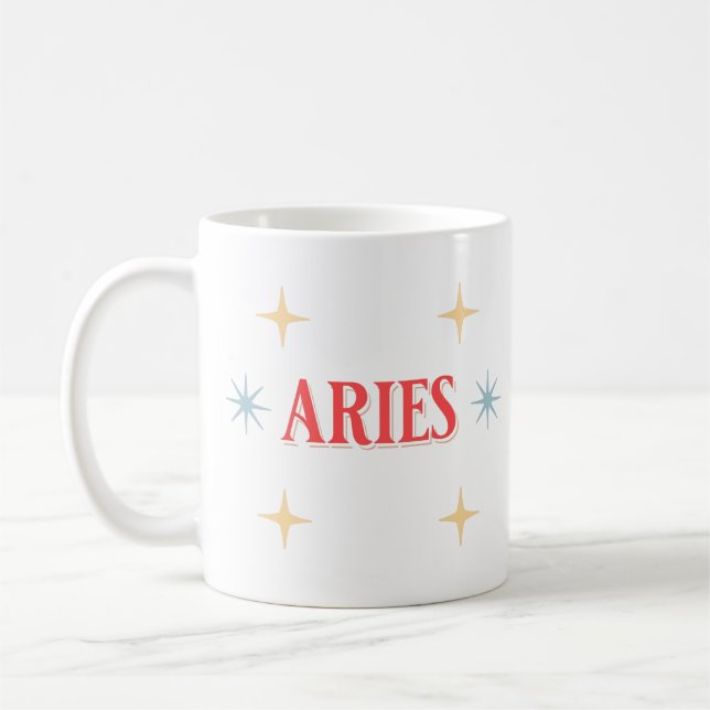 Taza De Café Aries Rótulo Astrológico Café Mug (Izquierda)