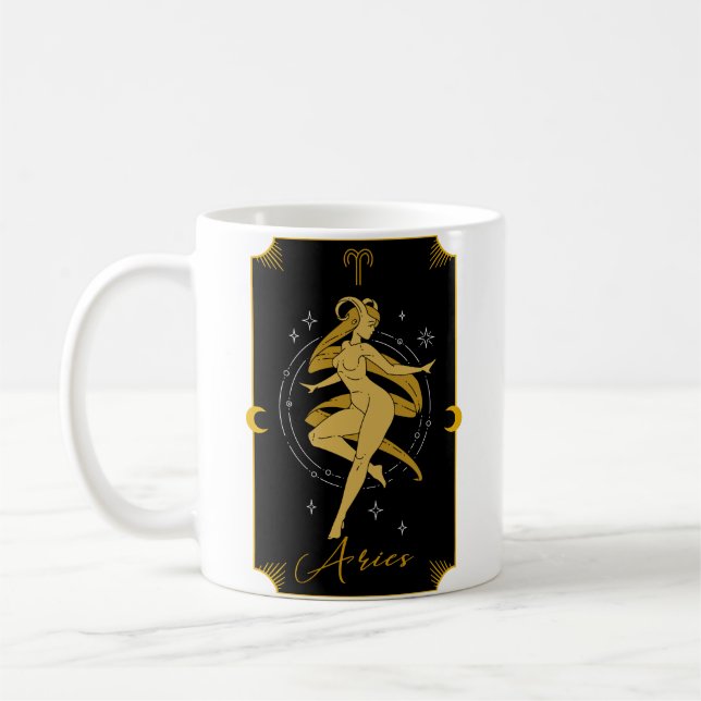 Taza De Café Aries Saucy Rótulos Astrológica Mug (Izquierda)