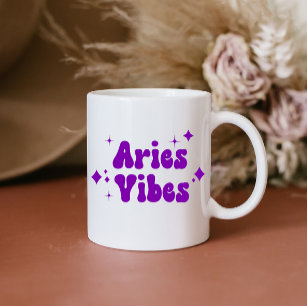 Taza De Café Aries Vibes Zodiac Astrología Estrellas moradas Ca