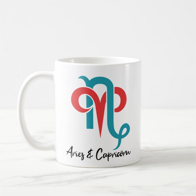 Taza De Café Aries y Parejas de Capricornio Astrología Zodiaca (Izquierda)