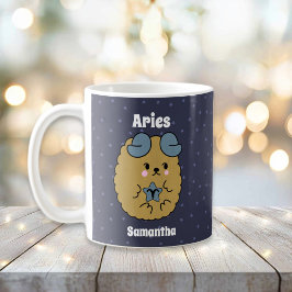 Taza De Café Aries Zodiac lindo ilustrado personalizado