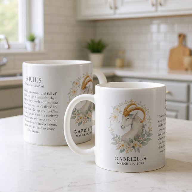 Taza De Café Aries Zodiac Sign Horoscope Personalized Gift (Subido por el creador)