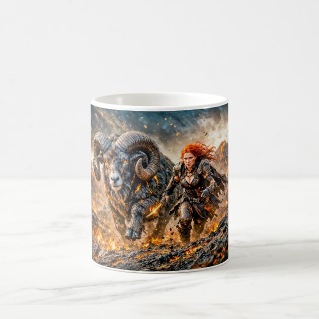 Taza De Café Aries Zodiac with Warrior and Charging Ram (Centro)