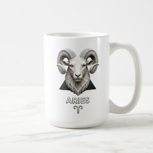 Taza De Café Aries Zodíaco Carnero Clásico Astrología Blanco Ne
