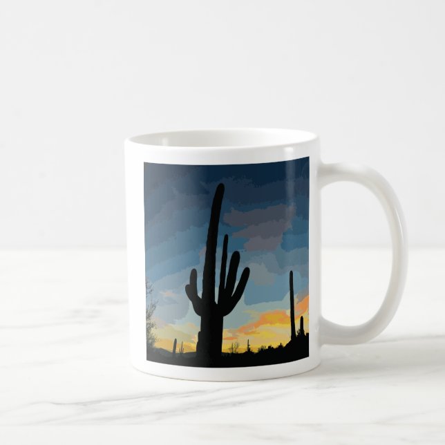 Taza De Café Arizona Saguaro Cactus Southwestern Sunset (Derecha)