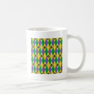 Taza De Café Arlequín de Mardi Gras Flor De Lis