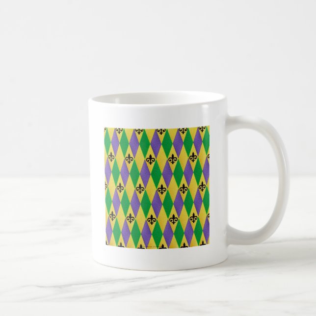 Taza De Café Arlequín de Mardi Gras Flor De Lis (Derecha)
