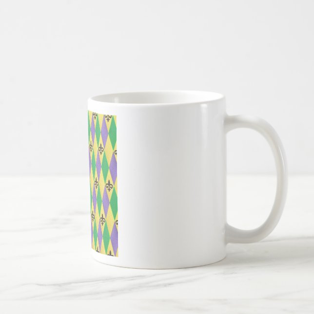 Taza De Café Arlequín de Mardi Gras Flor De Lis (Derecha)