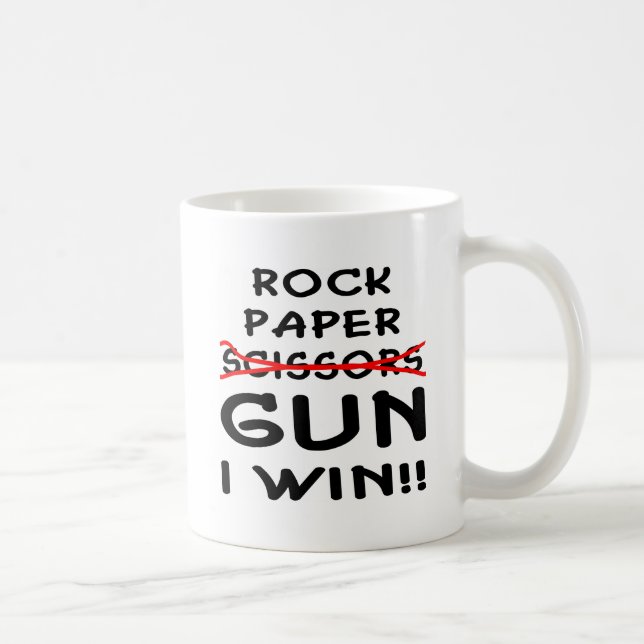 Taza De Café Arma de papel de las tijeras de la roca que gano (Derecha)