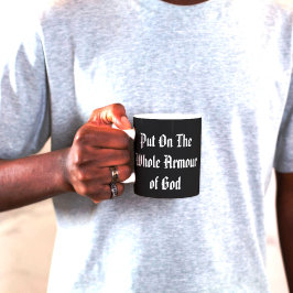 Taza De Café Armadura Completa de Dios Cita Gótica